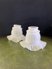 2 ANCIENNE TULIPES PÂTE DE VERRE LAMPE LUSTRE SUSPENSION APPLIQUE ABAT-JOUR 