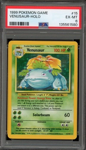 Pokemon Venusaur Base Set Unlimited Holo Rare #15 PSA 6