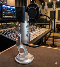 Blue Yeti USB Condenser Microphone Silver w/ Adjustable Stand  Mute Button