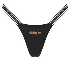 VICTORIA'S SECRET PINK BLACK WITCHING OUT HALLOWEEN MICRO TINY THONG PANTIES M