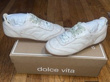 Dolce Vita Laini Womens Fashion Sneakers Off White Crackled Leather sz 6 NEW