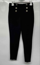 Zara Womens Black Regular Fit Button Front Skinny Leg Ankle Leggings Size M