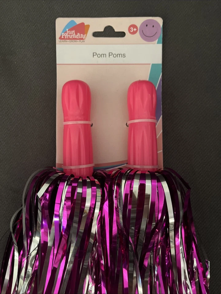 Just Pretend Cheerleader Pom-Poms Pair Costume Accessory Girls Dress Up Play Toy - Image 3 of 4