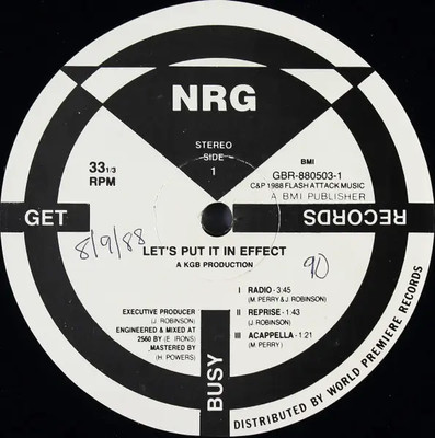 Nrg Lets Put It In Effect Vinyl Single 12inch NEAR MINT Get Busy Records