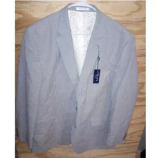 Men's NWT Chaps Navy Pinstripe Suit Jacket 48L Seersucker Blazer Preppy Ralph L