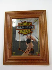 VTG Harley Davidson Motor Cycles Glass Mirror Plaque Mancave Hanging Piece