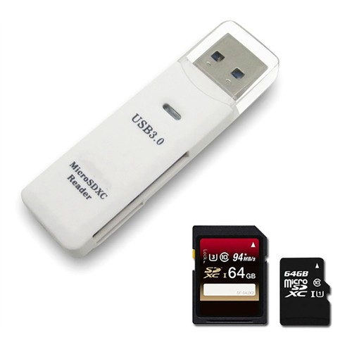 Portable 2 In 1 USB 3.0 Memory Card Reader Adapter For TF Micro SD/SDHC/SDXC - Photo 2/11