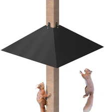 Queension 1 Pack Plastic Squirrel Baffle for 4x4 Bird Feeder Pole, Square Squ...