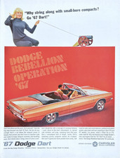 1967 Dodge Dart Convertible Rebellion Campaign Compact Car Vtg Magazine Print Ad
