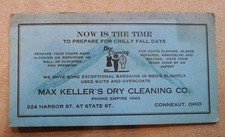 Antique 1920s Ink Blotter Advertising Card Keller's Dry Cleaning Conneaut Ohio