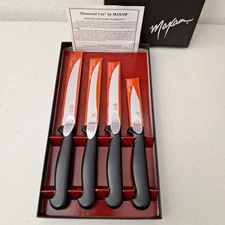 Vtg Maxam Set of 4 Knives Diamond Cut Stainless Steel Steak Paring Utility Veg