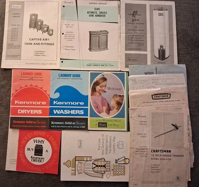 Vintage Appliance & Tools Owner Manuals Mixed Lot Sears Kenmore Craftsman & More