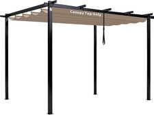 10' X 10' Pergola Shade Cover Outdoor Retractable Durable Fabric Canopy
