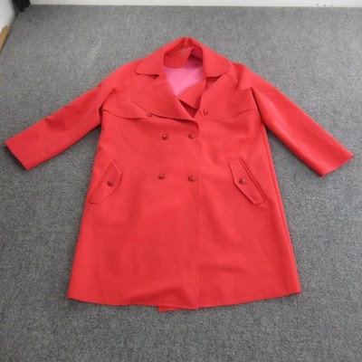Dixie Coat Womens Medium Red Double Breasted Trench Made in Italy Cape Back