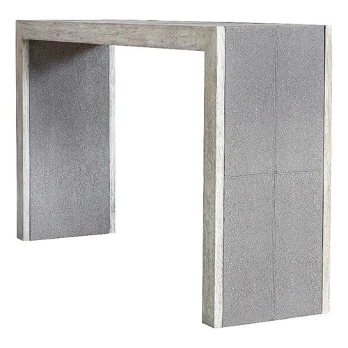 Uttermost Aerina Faux Shagreen and Wood Console Table in Aged Gray/White - Picture 1 of 7