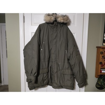 NWOT Sean John Down Parka Jacket Coat Lamb Fur Trim Men's 3XL Olive Green Y2K