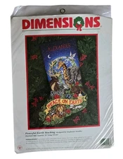 Dimensions Peaceful Earth Stocking Needlepoint Kit #9116 Peace on Earth Animals