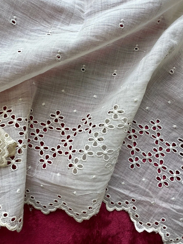 150 Cm Broderie Sur Mousseline Ancienne - Photo 2/4