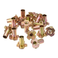 48pcs M6x18mm T-Nuts 4 Pronged Tee Nut Carbon Steel Threaded Inserts for Wood