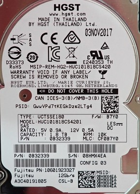Fujitsu 1.8TB 10K SAS 12G 512e SED 2.5
