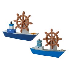 Modello di Barca a Vela in Legno, Centrotavola, Decorazione Nautica con Timone E