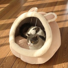 Cave Style Cat Bed Cozy Foldable Washable Indoor Enclosed Sleeping Nest