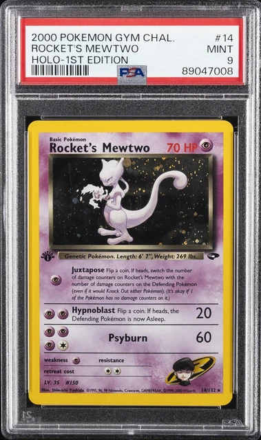 2000 POKEMON GYM CHALLENGE HOLO-1ST EDITION #14 ROCKET'S MEWTWO PSA 9