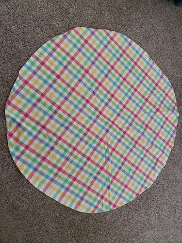 Tablecloth 54" Round Checked Multicolor 100% Cotton