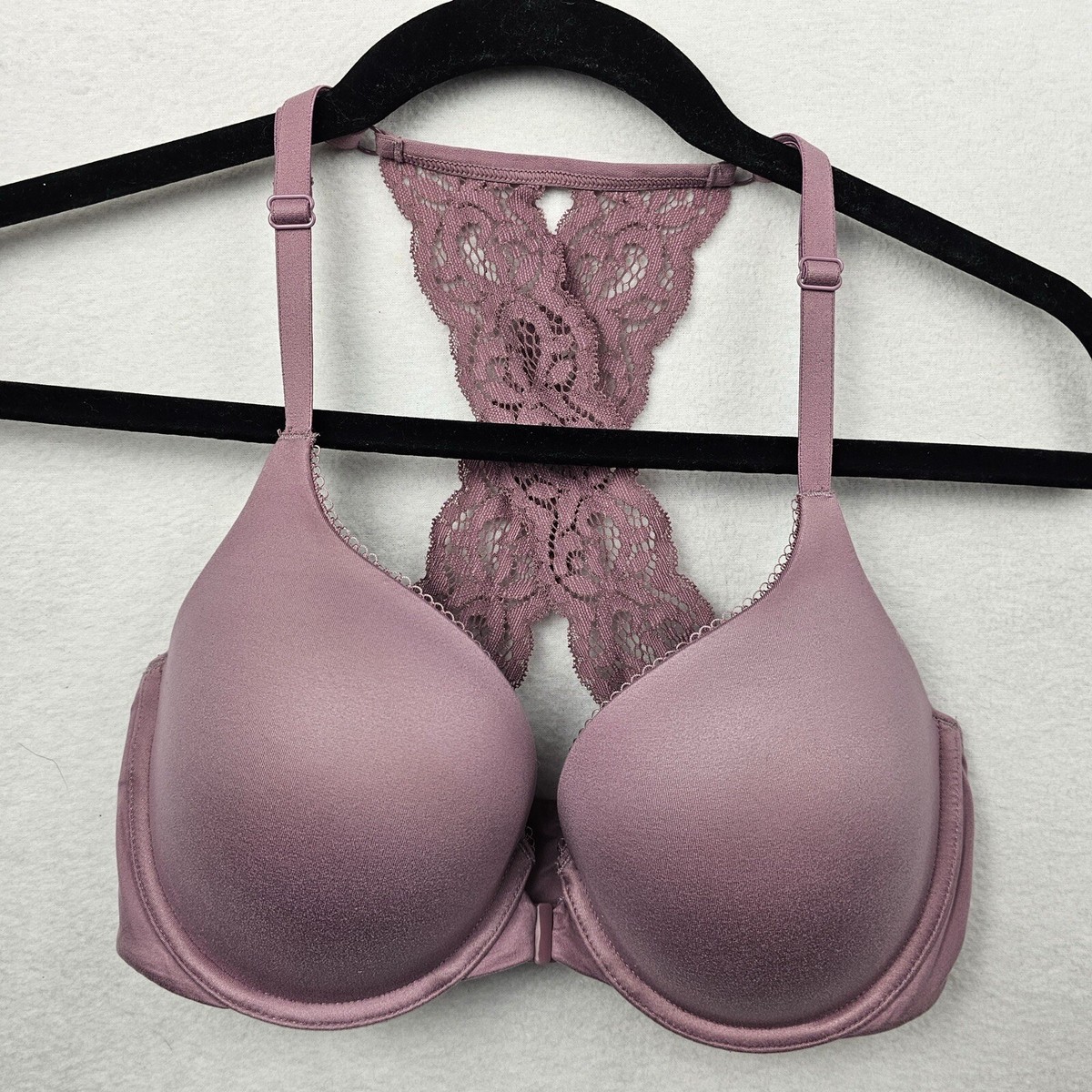 Victorias Secret Bra Woman's Size 32DD Lavender Front Clasp Lace