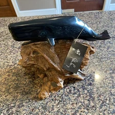 Large John Perry Studio Sperm Whale Burl Wood Art Sculpture Ocean