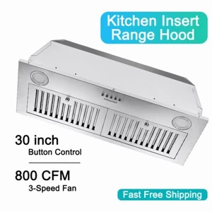 30 inch Kitchen Insert Range Hood 800CFM Acier inoxydable à évent intégré 3-Speed