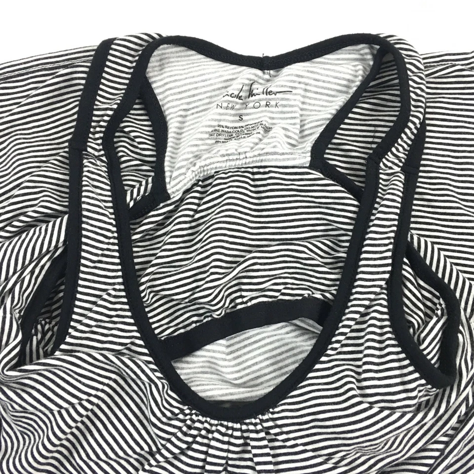 Nicole Miller Нью-Йорк Майка Маленький Черно-белый Полосатый Полочный Бюстгальтер Racerback - Изображение 4 из 4