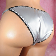 Satin String Bikini Panties VTG Sissy style Cheeky Brazilian cut shiny Underwear