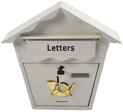 Neu Stahl wasserdicht schwarz Brief Briefkasten abschließbar Schlüssel Außen Wandmontage 