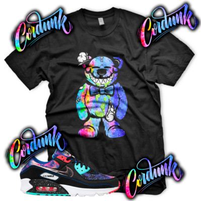 New Black TATTERED TEDDY Sneaker T Shirt for Air Max 90 Super Nova Galaxy Print 