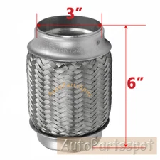 3" x 6" Flex Pipe Exhaust Stainless Steel 6"OL Double Braid Heavy Duty Coupling