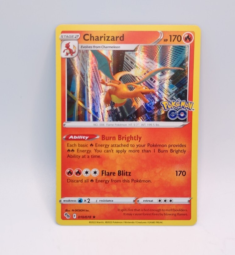 Charizard 010/078 Holo Rare Pokémon Go 2022 NM Fresh Pull