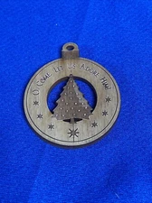 Laser Cut Mini Wood Christmas Tree Ornament O Come Let Us Adore Him
