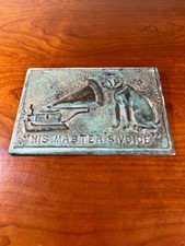VINTAGE RARE RCA Patina Brass 'His masters Voice' Plaque BEAUTIFUL