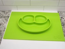 EZ PZ Silicone Non Slip Eating Mat Toddler Baby Happy Green 15" X 10"