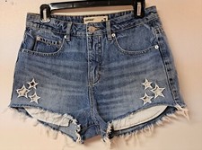 GARAGE      Blue Denim Short Shorts     Size-7     Cut Out Star's