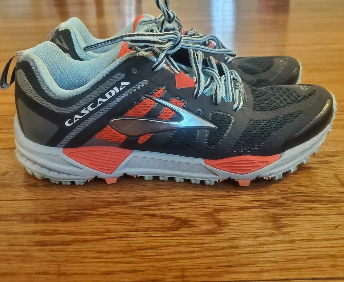 Brooks Cascadia 11 Running Trail Hiking Shoes Gray Orange Blue Womens Size 6