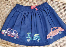 Mini Boden Sequin Car Applique Skirt Navy Size 3 4Y 24250B