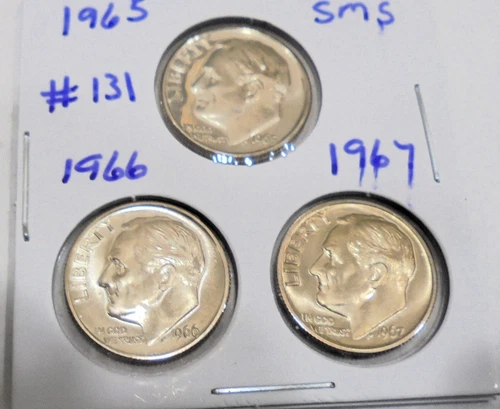 Nice 1965,1966,1967 SMS BU Roosevelt Dimes # 131
