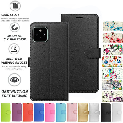 Für Google Pixel 5 Hülle Case Cover Flip Folio Leder Wallet Kreditkartenfach