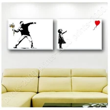 Flower Thrower Girl With Balloon by Banksy | Poster (Rolled) | Set Of 2 Wall art