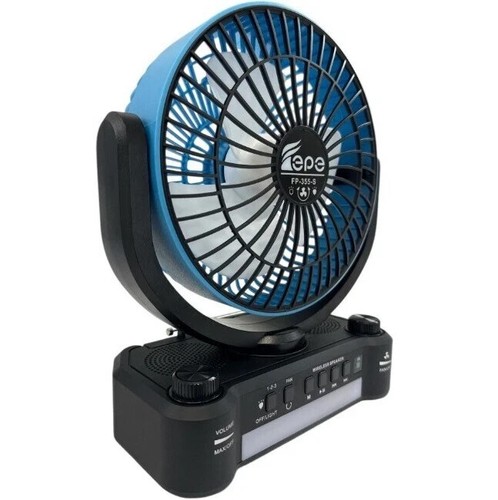FP-355-S Solar Charged Fan 8inch Rotatable With Wireless Speaker Built-In Radio - Picture 7 of 10