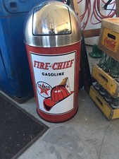 Texaco Star Trash Can SS Top Very Nice 29" Tall 12 Gal.