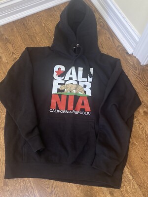 California Hoodie State Bear California Republic Long Sleeve Sweatshirts  Black L