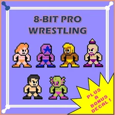 Pixel Art Stickers - 8-Bit Pro Wrestling Sticker Set of 6 Individual Decals